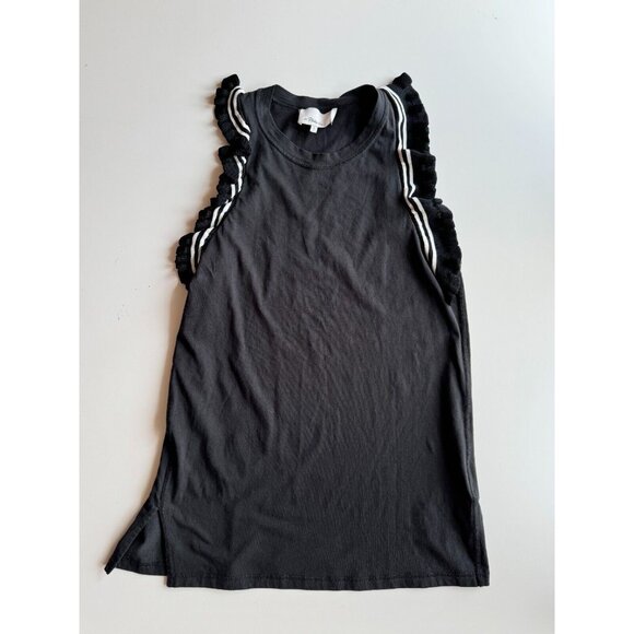 3.1 PHILLIP LIM Black Striped Knit Ruffle Trim Long Tunic Tank Top, Size S - Picture 5 of 10